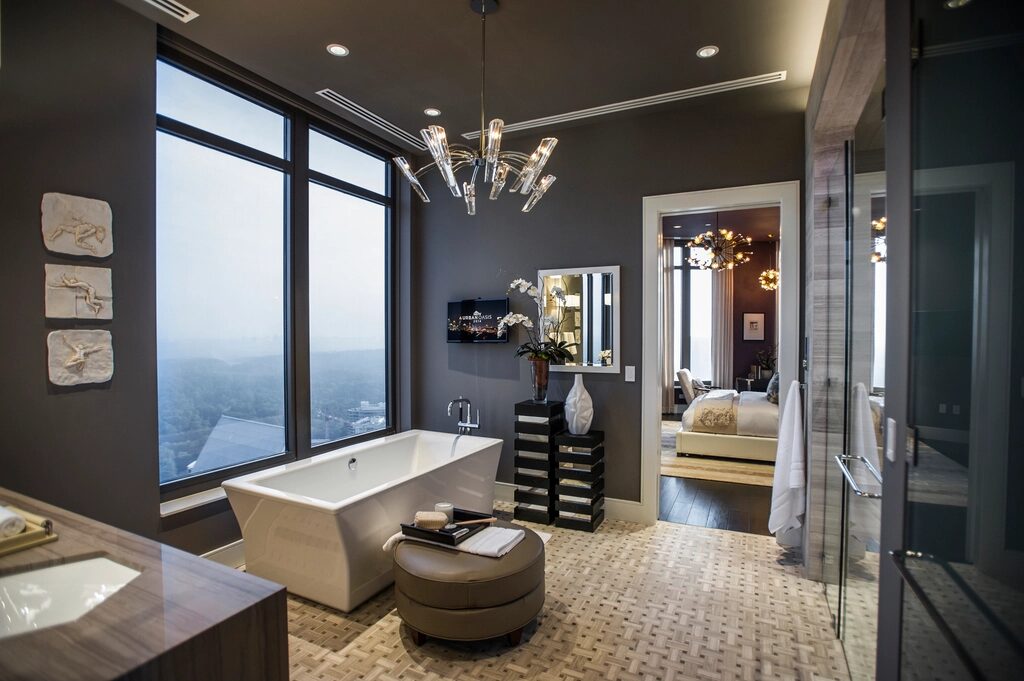 Master bathroom, with a view