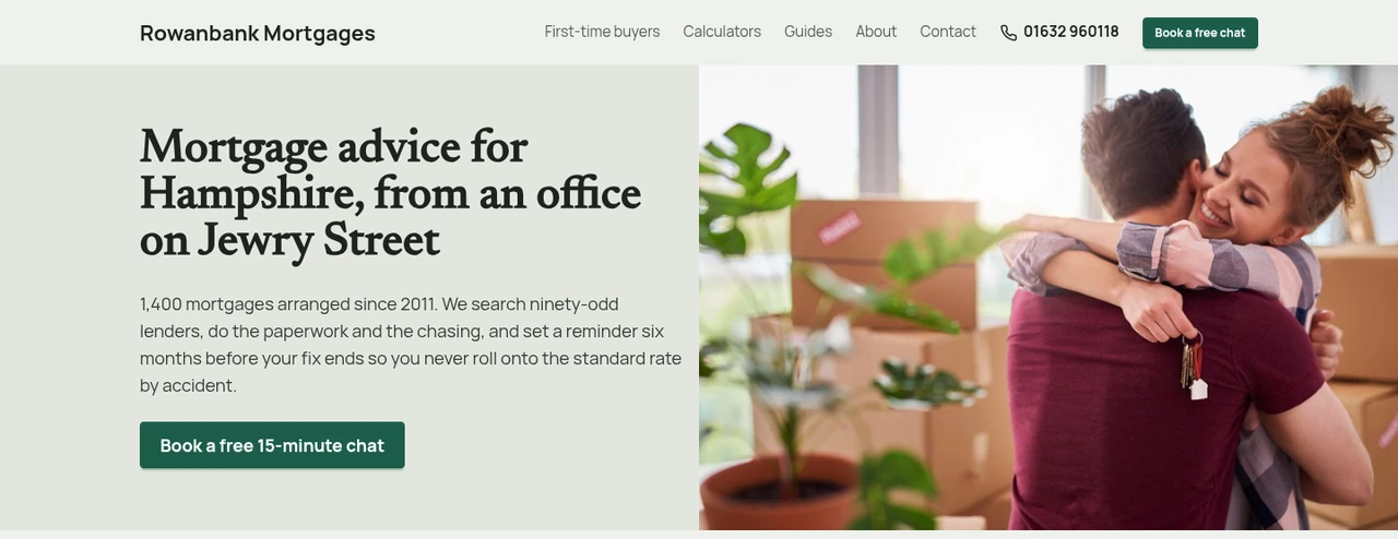 A demonstration Margot site for a mortgage broker - the top of the home page