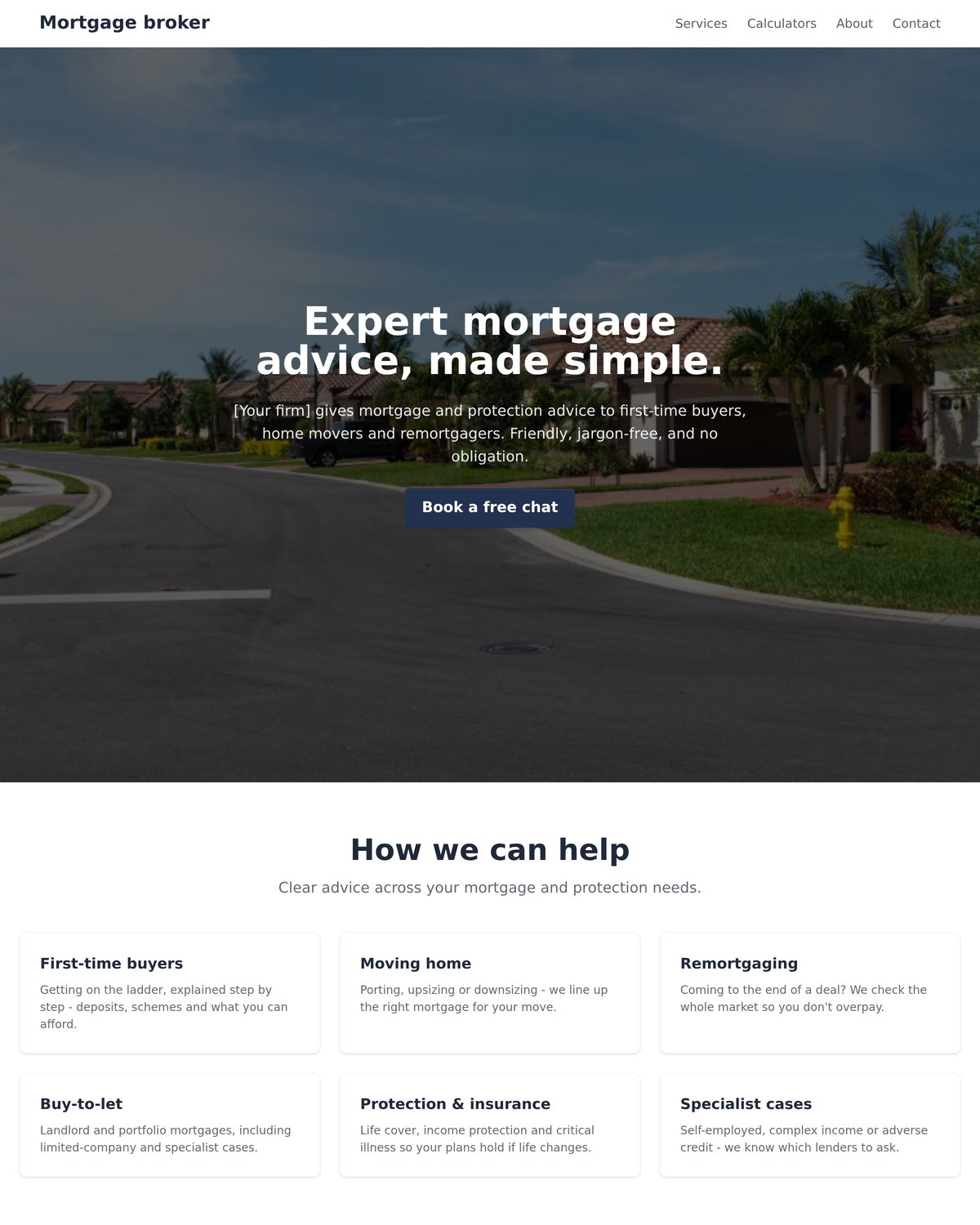 Mortgage broker template