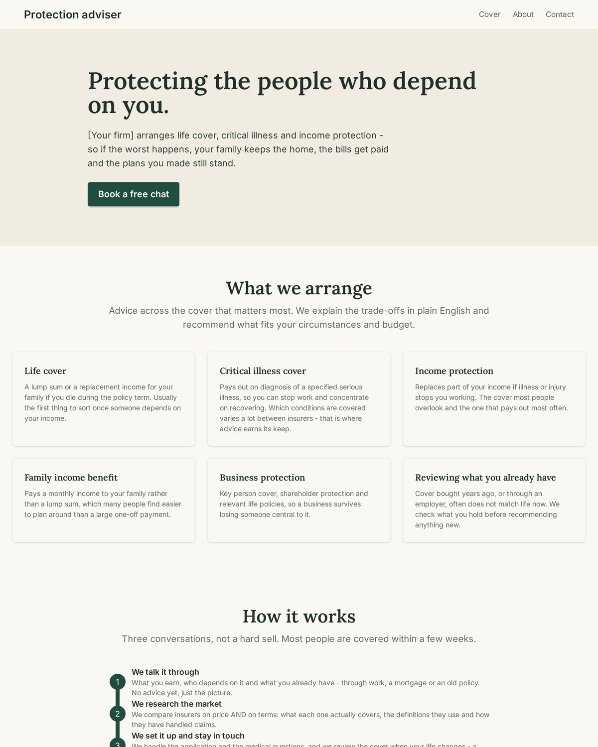 Protection adviser template